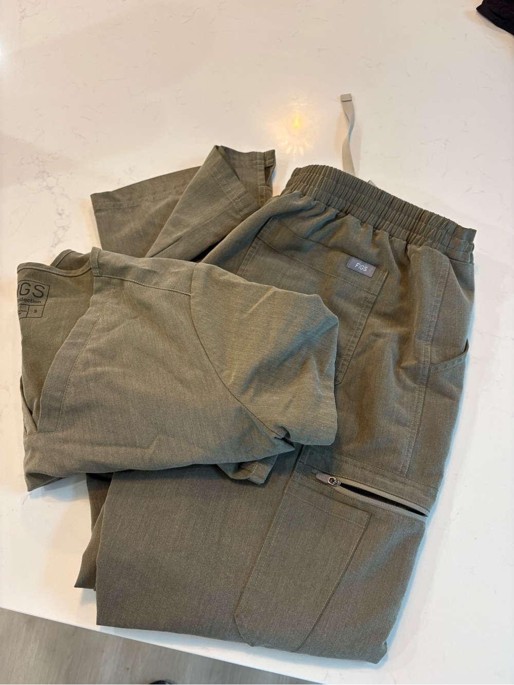 Figs Olive Green Scrubs set Small top Medium pants